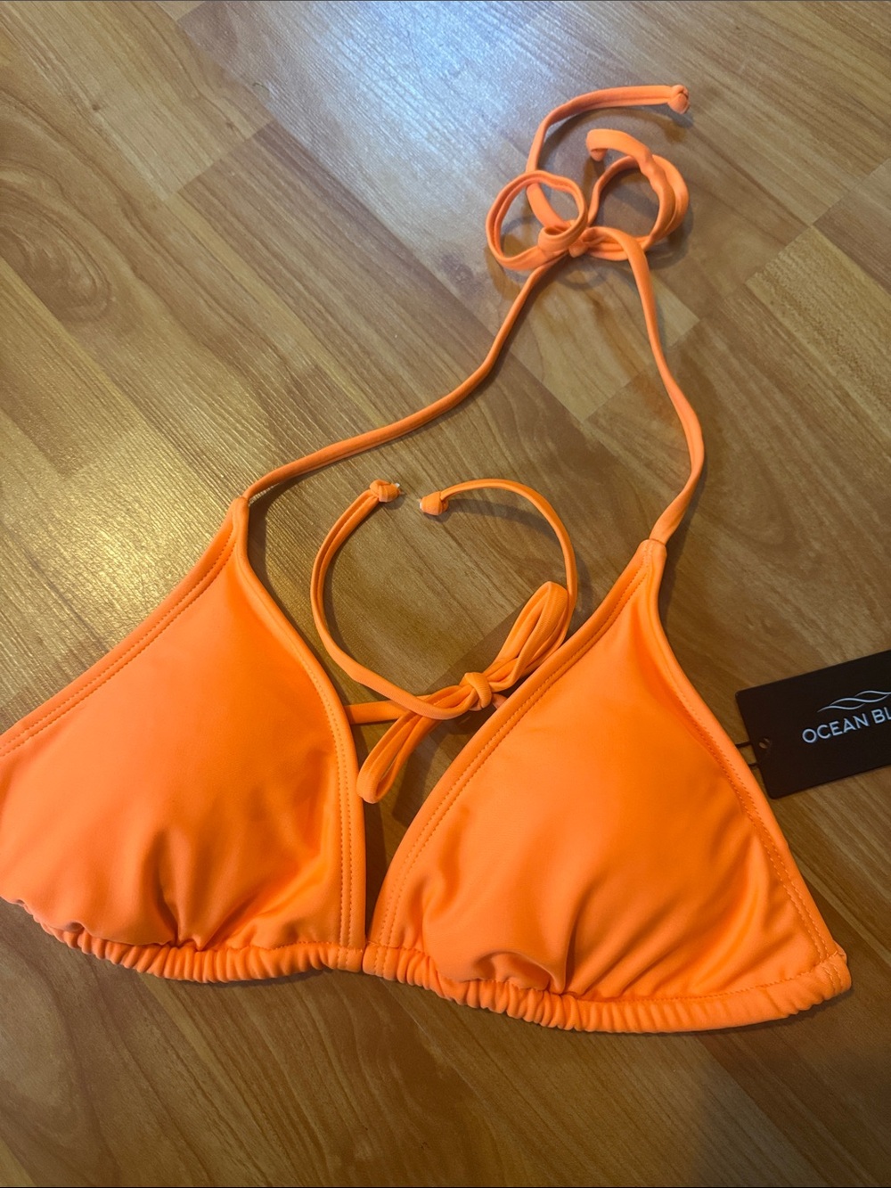 Ocean blues women’s triangle cut bikini top tie NEW size small summer beach neon